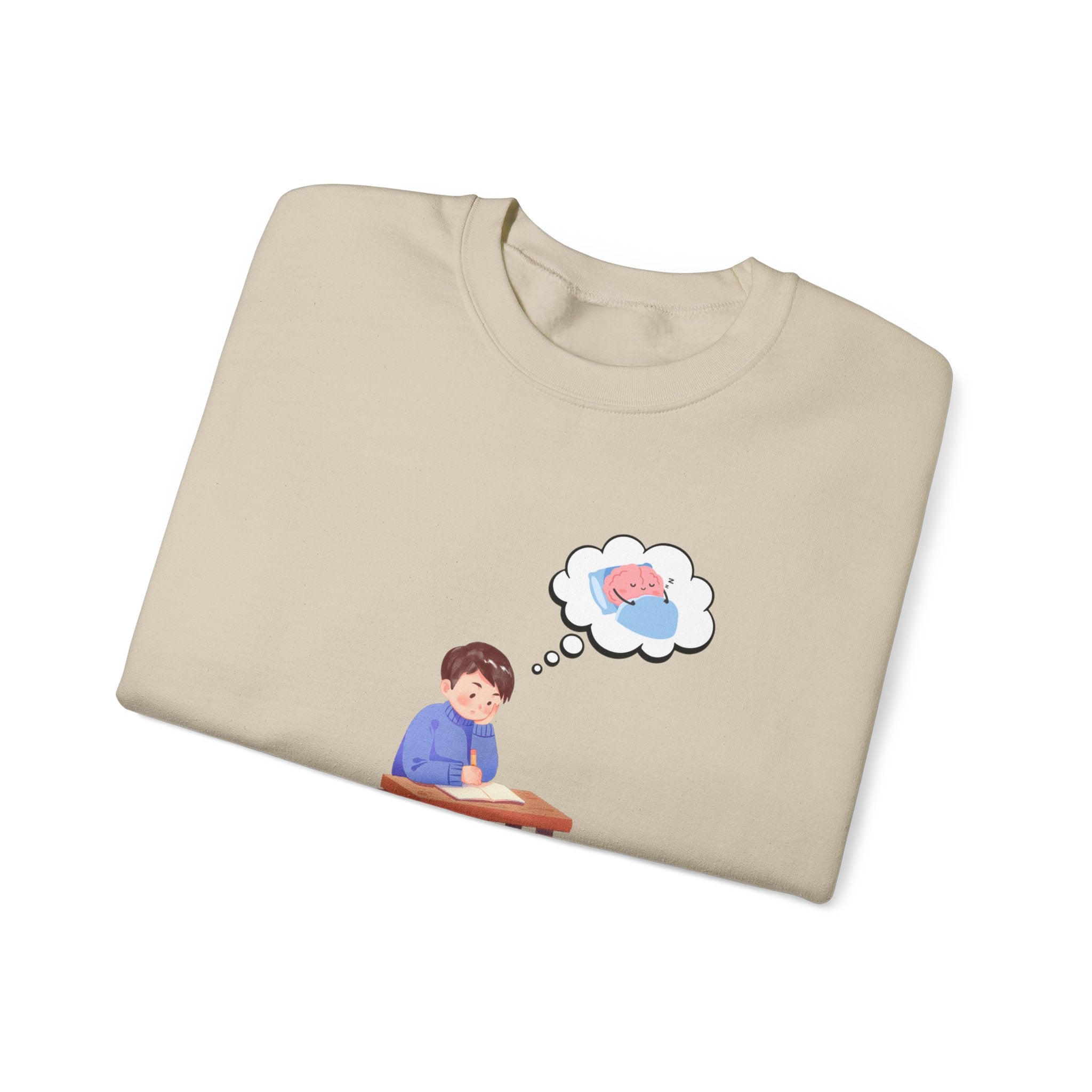 Study Break Crewneck Sweatshirt — "Don't Wanna Study Today :/" Graphic