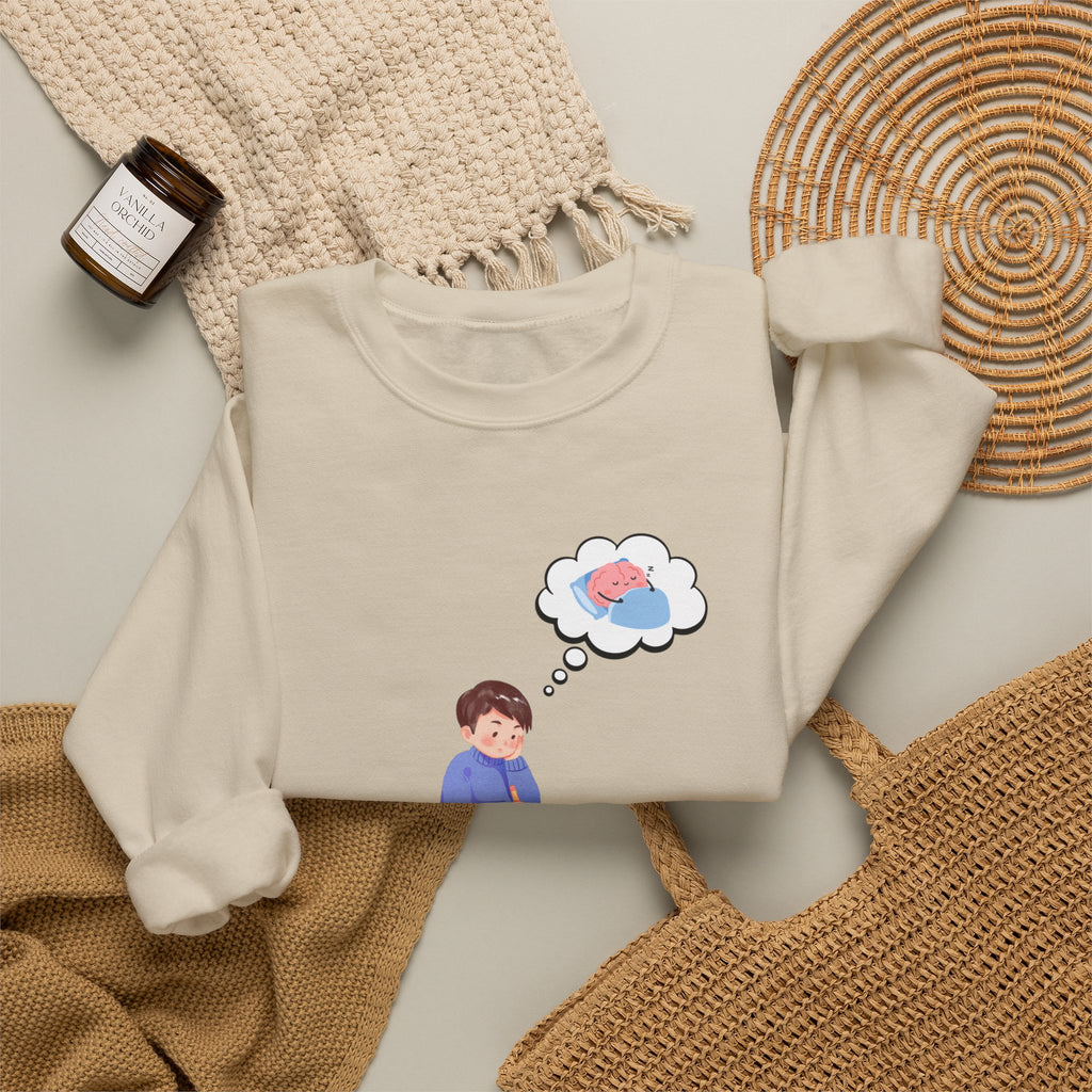 Study Break Crewneck Sweatshirt — "Don't Wanna Study Today :/" Graphic