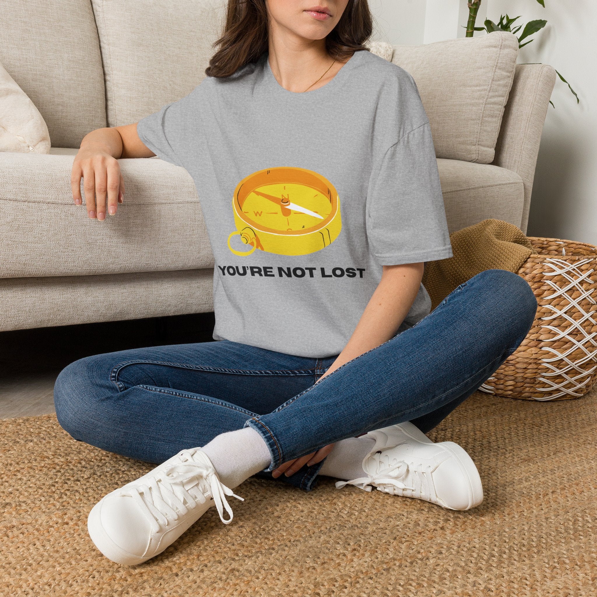 You're Not Lost Compass T-Shirt — Motivational Adventure Graphic Tee