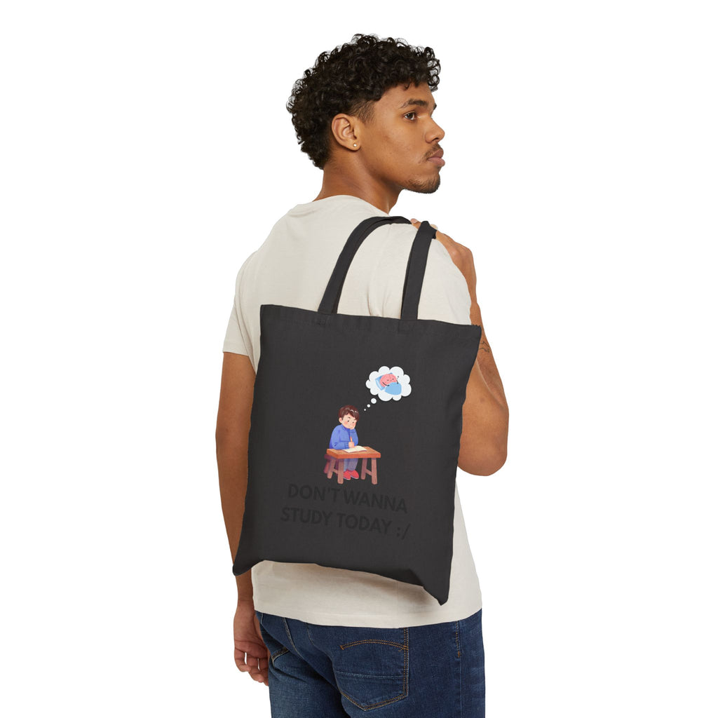 Don't Wanna Study Today Tote Bag — Cute Student Canvas Book Bag