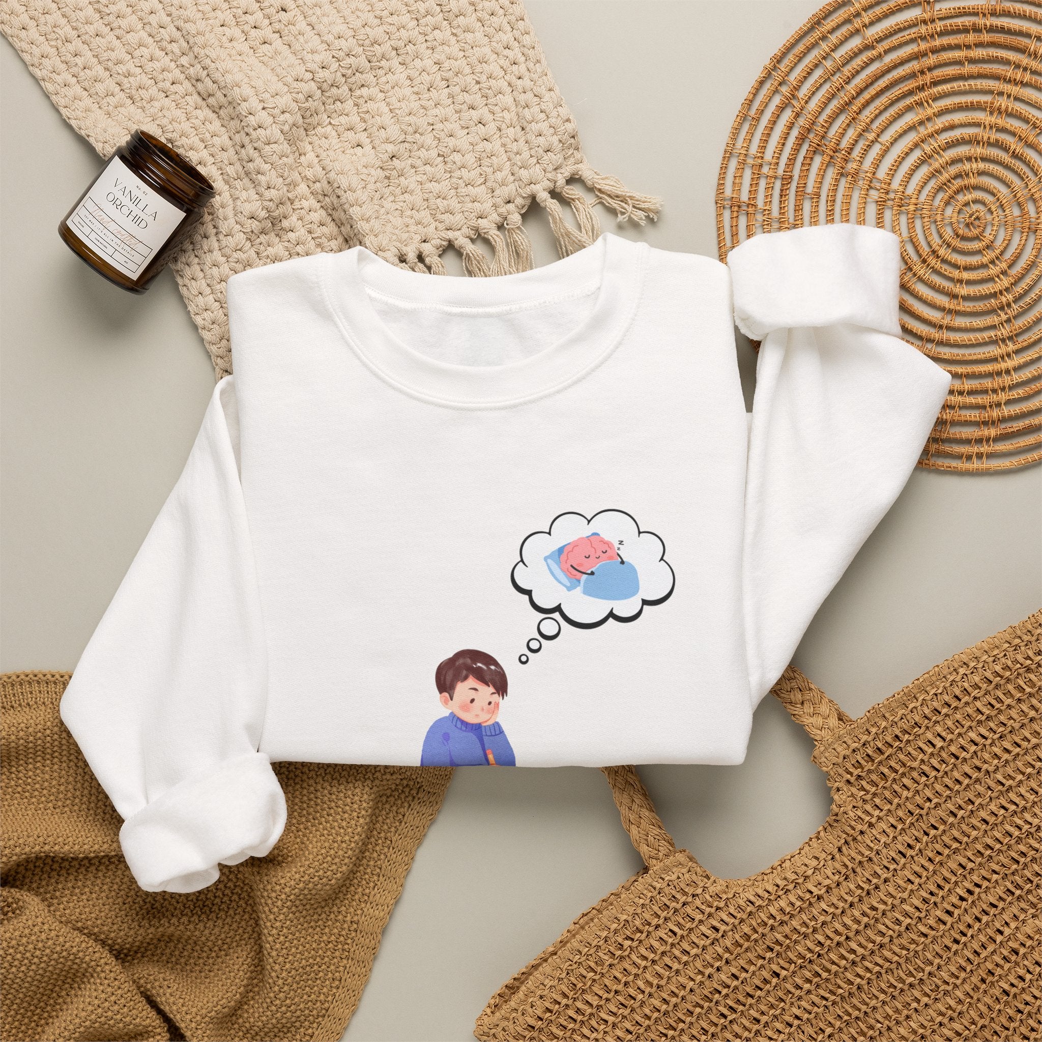 Study Break Crewneck Sweatshirt — "Don't Wanna Study Today :/" Cute Student Lounge Pullover