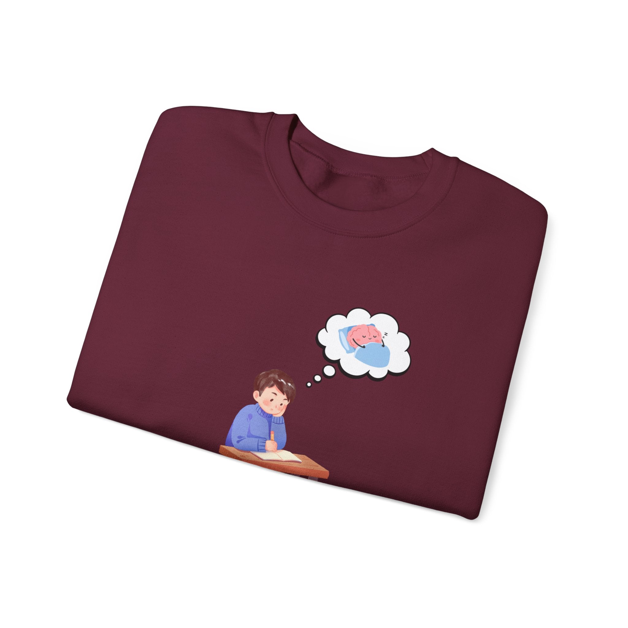 Study Break Crewneck Sweatshirt — "Don't Wanna Study Today :/" Graphic