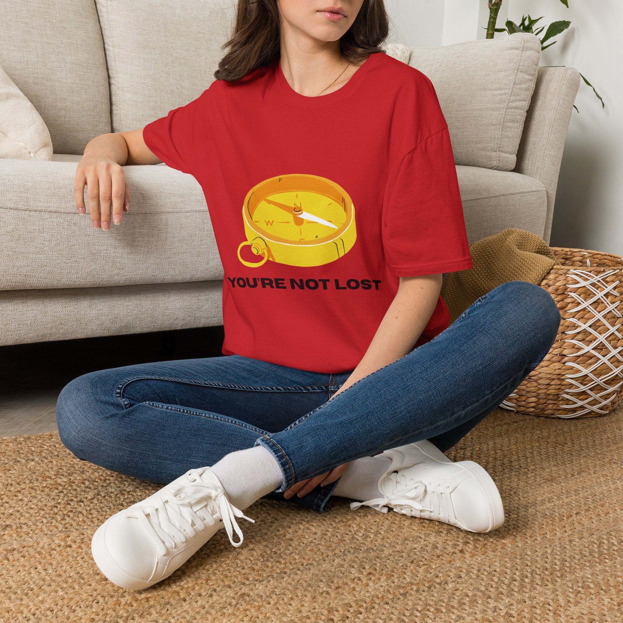 You're Not Lost Compass T-Shirt — Motivational Adventure Graphic Tee