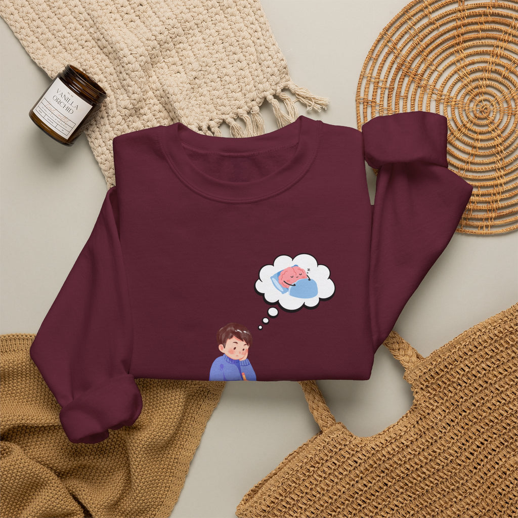 Study Break Crewneck Sweatshirt — "Don't Wanna Study Today :/" Graphic