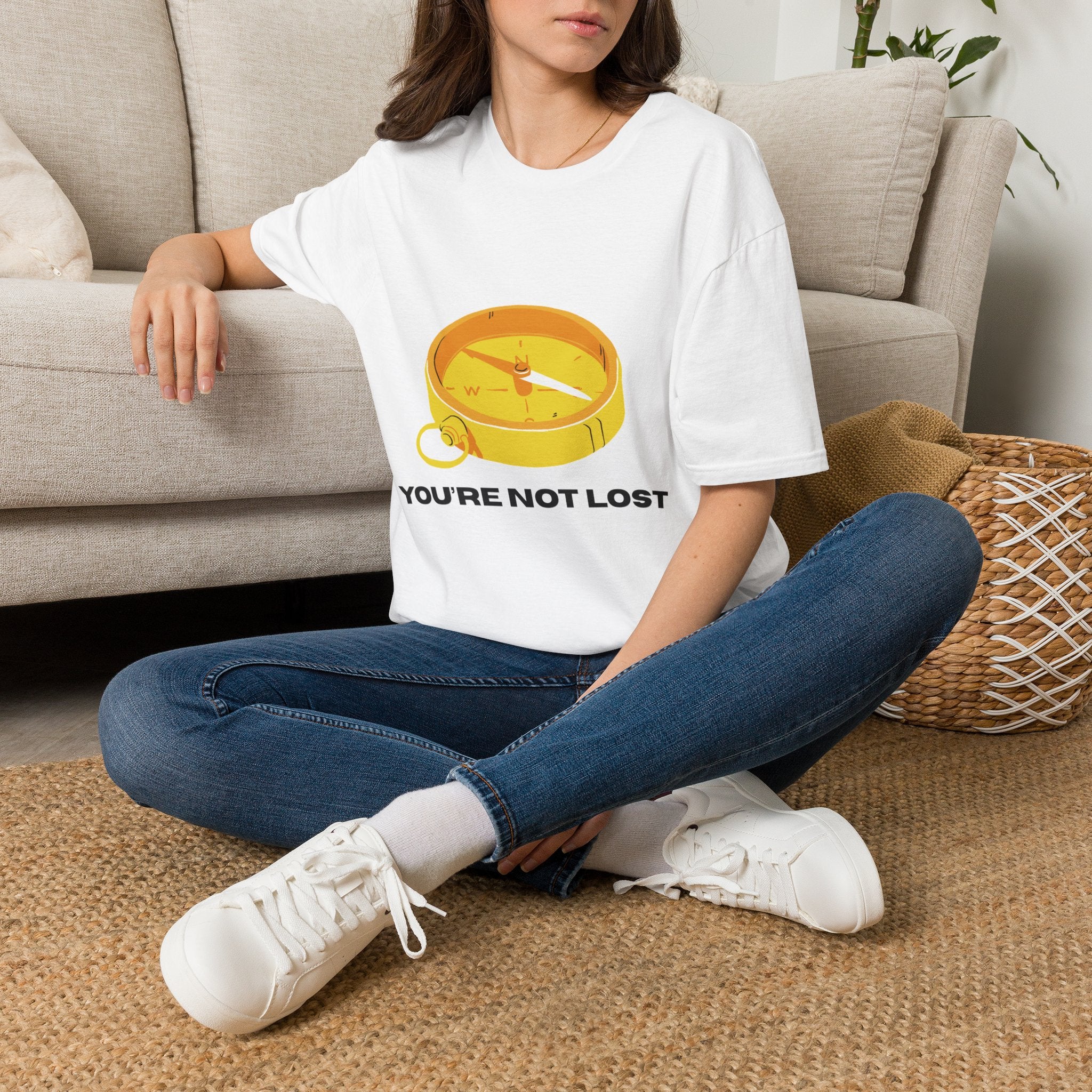 You're Not Lost Compass T-Shirt — Motivational Adventure Graphic Tee