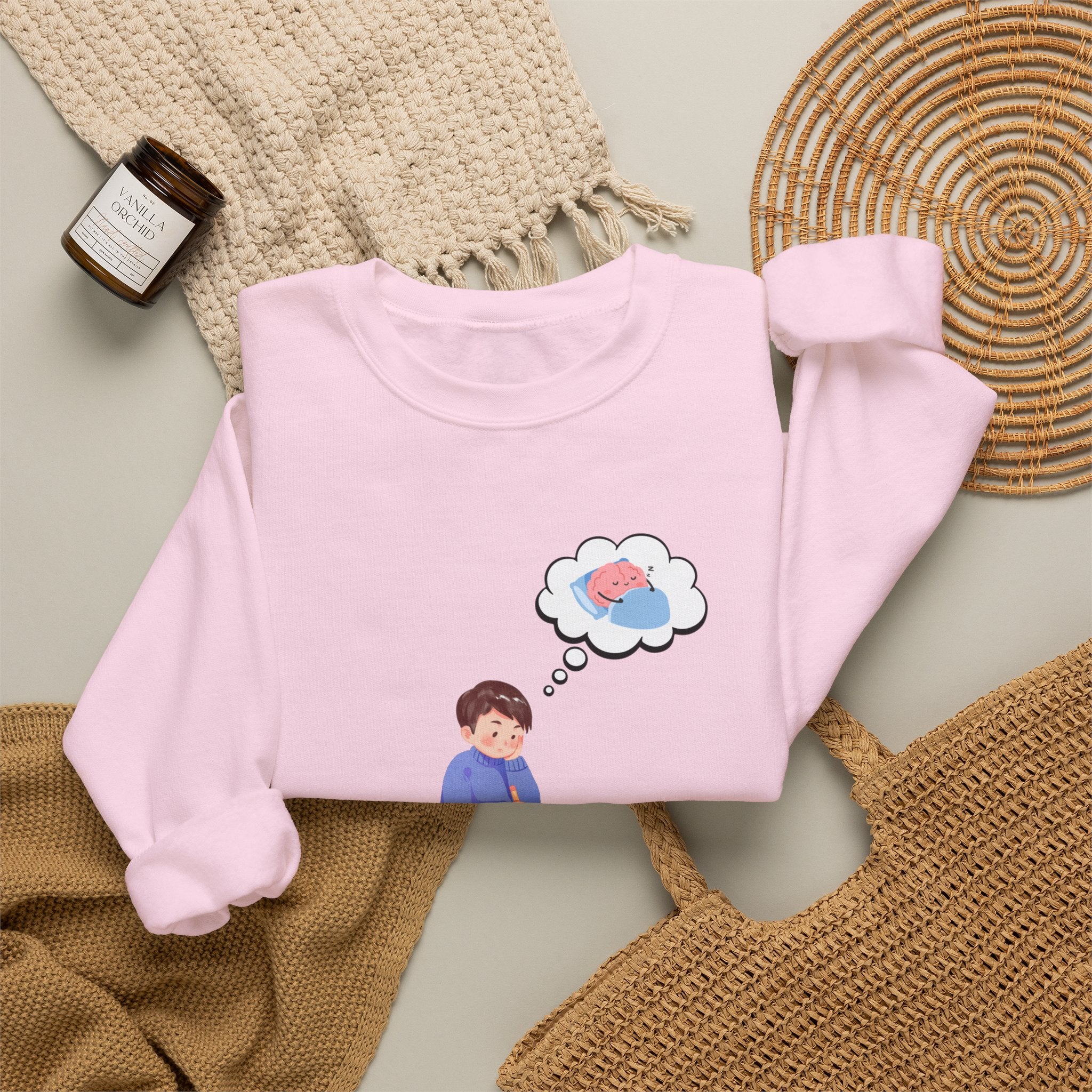 Study Break Crewneck Sweatshirt — "Don't Wanna Study Today :/" Graphic