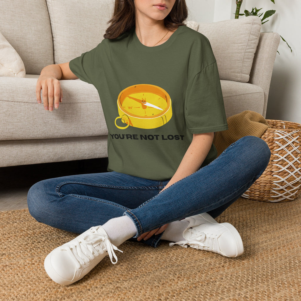 You're Not Lost Compass T-Shirt — Motivational Adventure Graphic Tee
