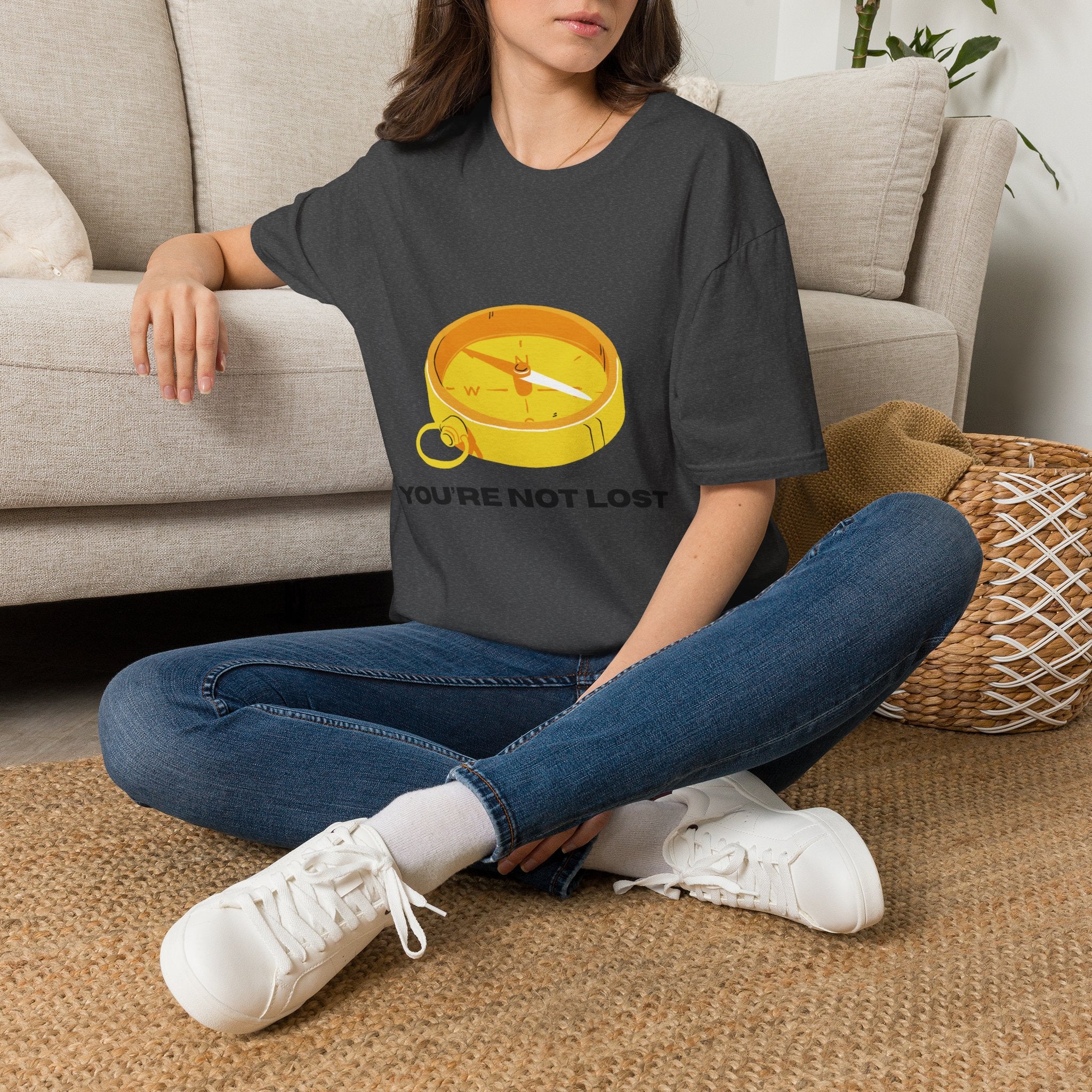 You're Not Lost Compass T-Shirt — Motivational Adventure Graphic Tee