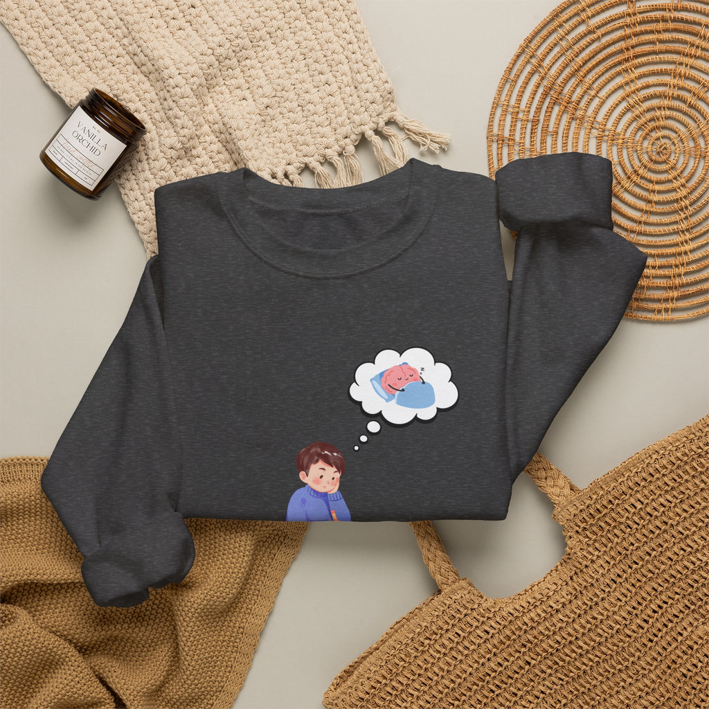 Study Break Crewneck Sweatshirt — "Don't Wanna Study Today :/" Graphic