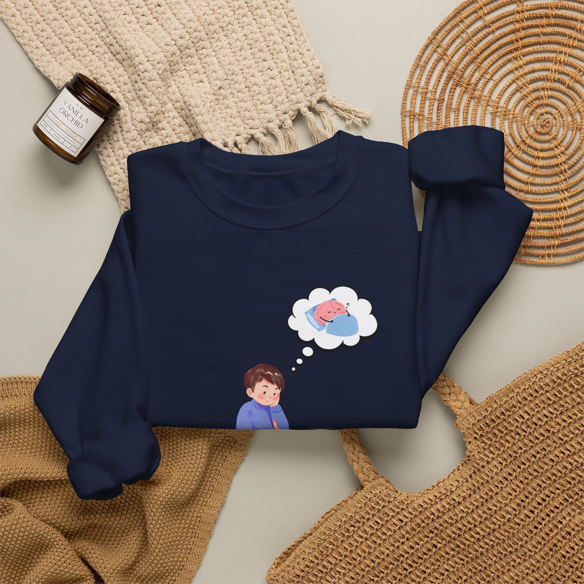Study Break Crewneck Sweatshirt — "Don't Wanna Study Today :/" Cute Student Lounge Pullover